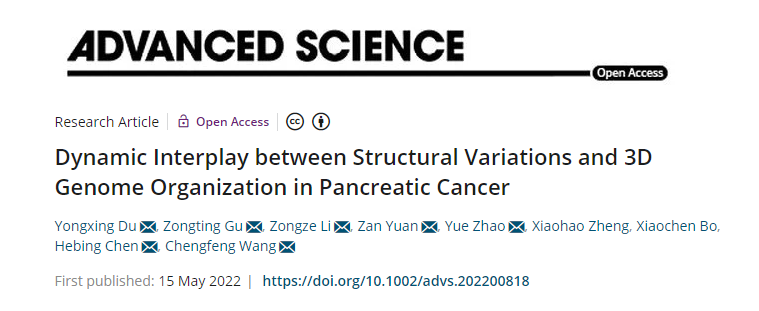 Advanced Science | 国家癌症中心王成锋团队揭示基因组结构变异与染色质三维结构重塑参与胰腺癌发生发展的机制