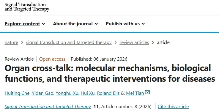重磅综述！复旦大学田梅团队系统阐述器官对话：疾病的分子机制、生物学功能及治疗干预