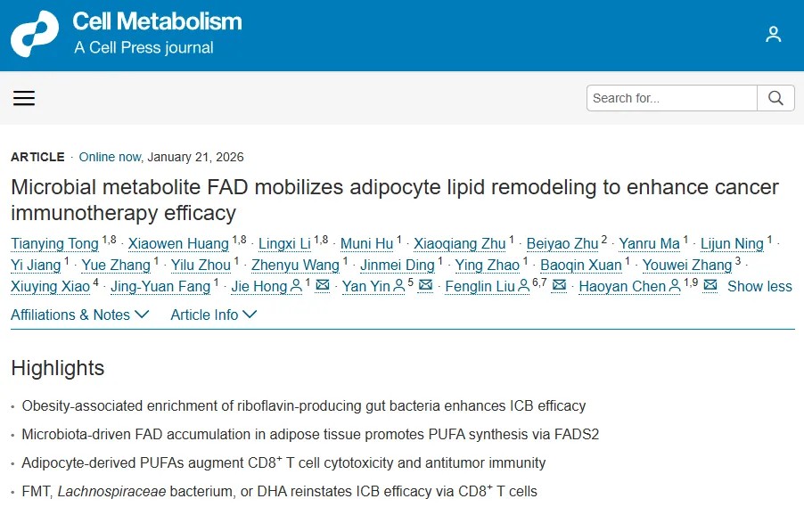 肥胖可增强免疫治疗效果！陈豪燕/刘凤林/尹燕/洪洁团队等系统揭示肥胖癌症患者对免疫治疗响应更佳的核心机制