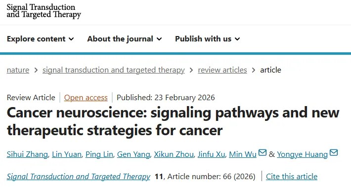 重磅综述！东北大学黄永业&国科温州研究院吴敏团队系统阐述癌症神经科学：信号通路与癌症新治疗策略