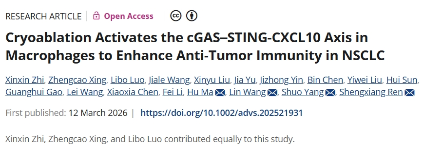 引发全身性抗肿瘤疗效！同济大学附属上海市肺科医院等单位合作发文：肺癌治疗新策略