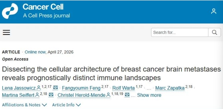 Cancer Cell | 深度解析乳腺癌脑转移免疫微环境，发现全新预后与治疗靶点