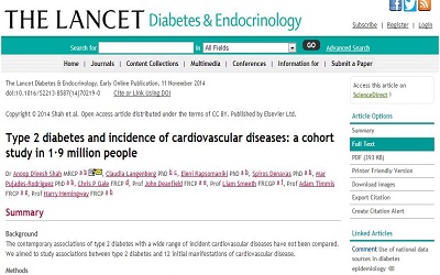 Lancet子刊：2型糖尿病患者心血管疾病首发症状研究
